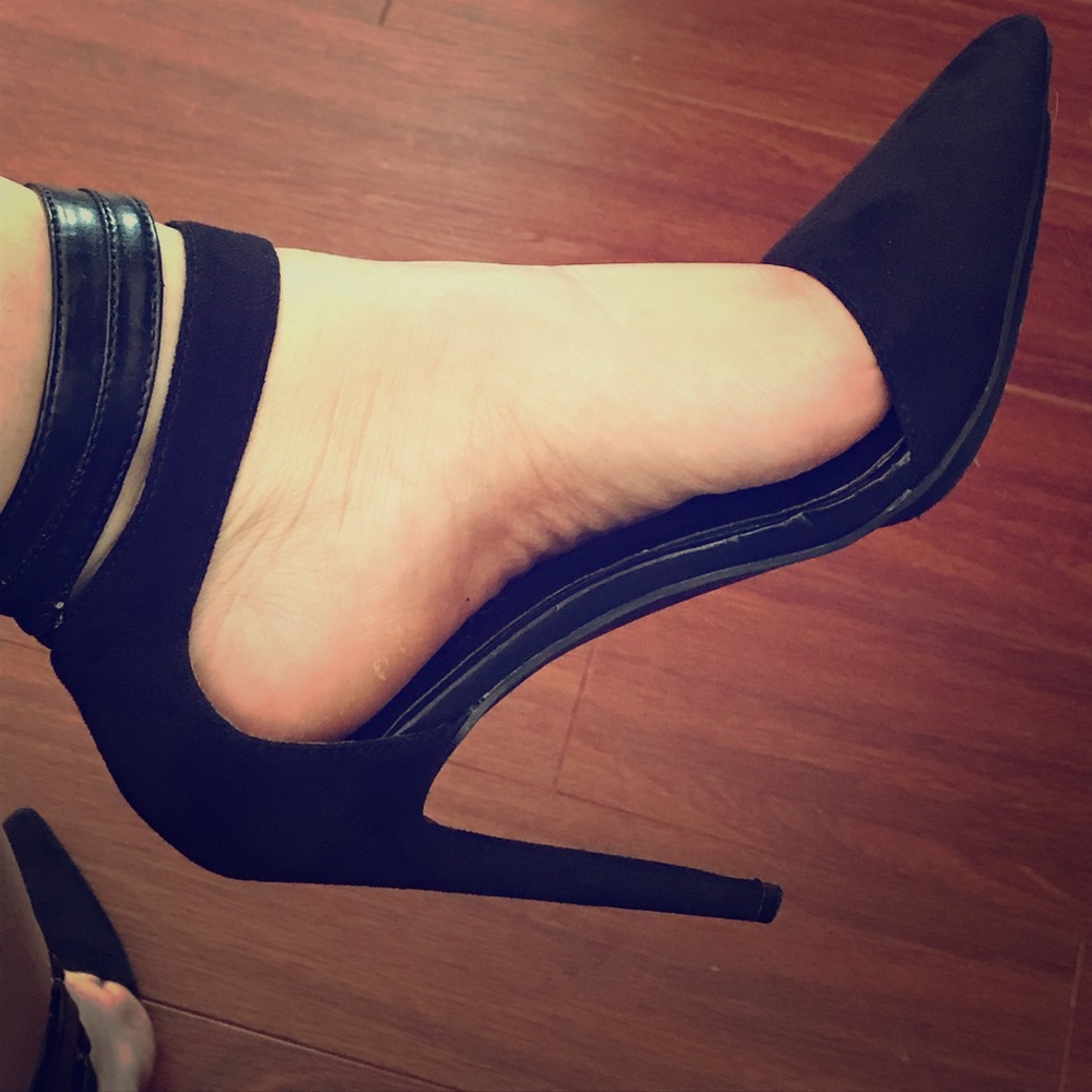 Timeless black strap heels
